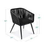 Best Choice Products, set di 2 sedie da pranzo per patio da esterno in vimini intrecciato, portata 113 kg