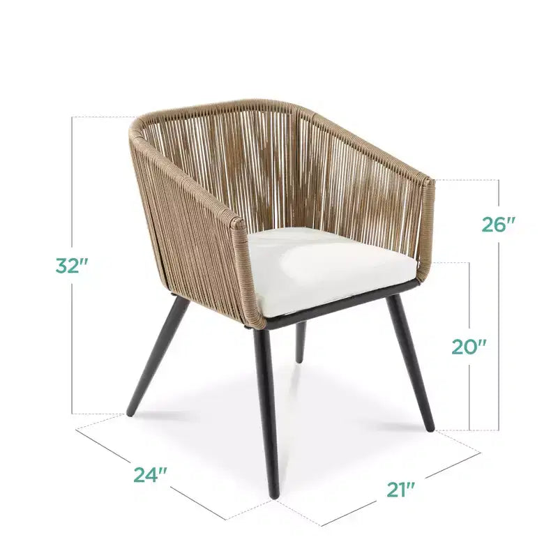 Best Choice Products, set di 2 sedie da pranzo per patio da esterno in vimini intrecciato, portata 113 kg