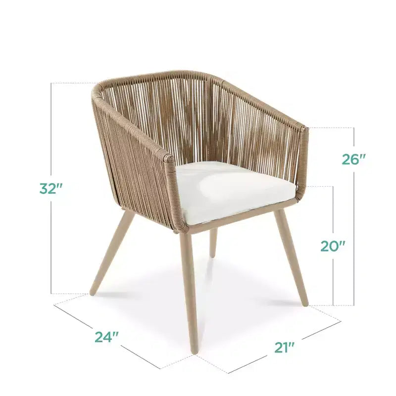 Best Choice Products, set di 2 sedie da pranzo per patio da esterno in vimini intrecciato, portata 113 kg