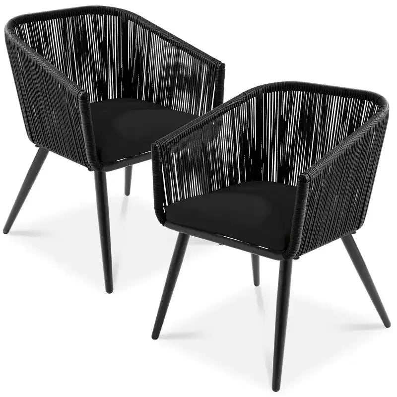 Best Choice Products, set di 2 sedie da pranzo per patio da esterno in vimini intrecciato, portata 113 kg