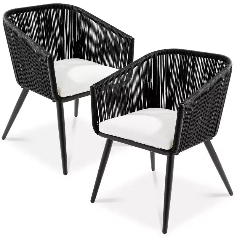 Best Choice Products, set di 2 sedie da pranzo per patio da esterno in vimini intrecciato, portata 113 kg