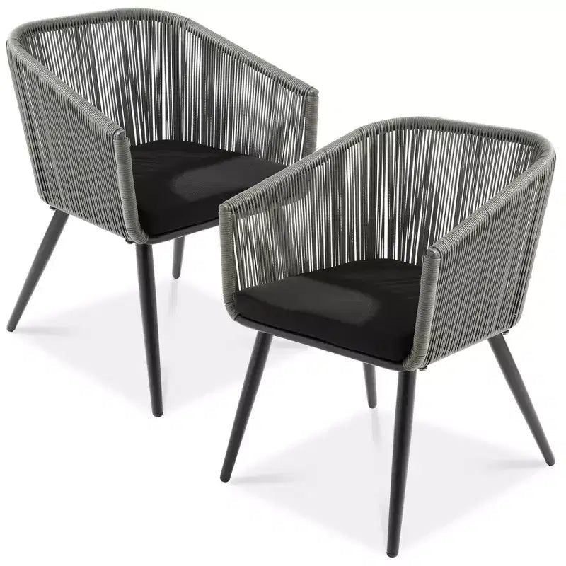 Best Choice Products, set di 2 sedie da pranzo per patio da esterno in vimini intrecciato, portata 113 kg