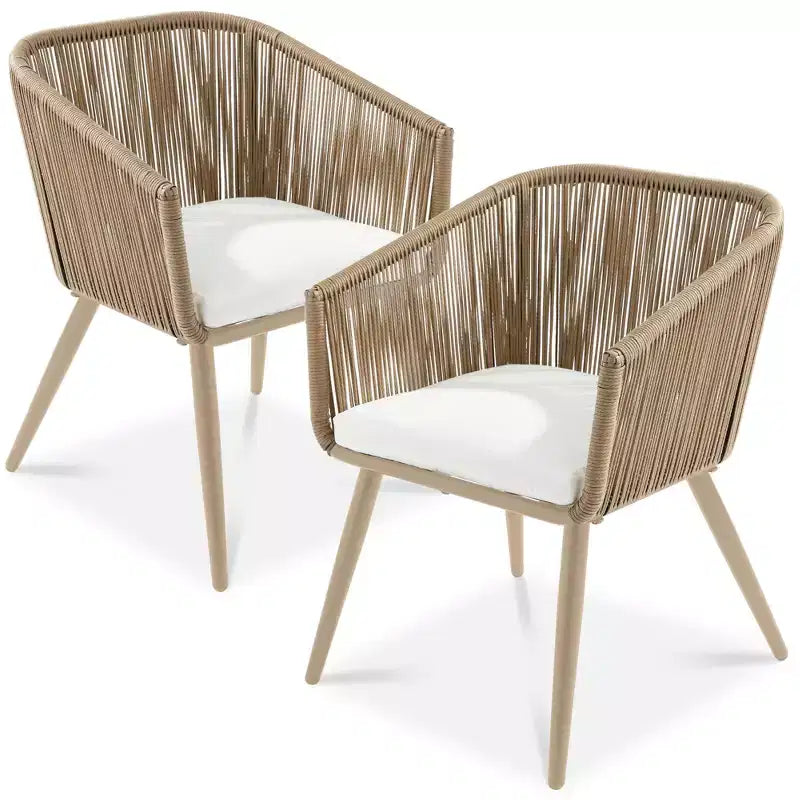 Best Choice Products Set of 2 Outdoor Patio Dining Chairs Woven Wicker Seating 250lb Capacity