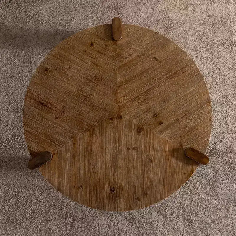 Table basse ronde rustique en bois, table d'appoint - ModernLuxe