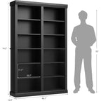Étagère haute de 189 cm avec 2 rangées de rangement, étagère double largeur à 6 niveaux, bibliothèque autoportante spacieuse pour salon, bureau, bibliothèque