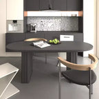 Okak 78IN Tavolo da Pranzo Estensibile per 4-8 Persone, Tavolo da Cucina con Base a Strisce di Legno, Tavolo Pieghevole per Soggiorno, Sala da Pranzo