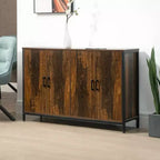 HOMCOM Bahut industriel, Meuble de rangement de cuisine avec étagères réglables pour Salon, Chambre, Couloir, Marron rustique