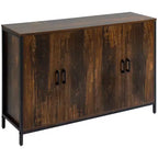 HOMCOM Bahut industriel, Meuble de rangement de cuisine avec étagères réglables pour Salon, Chambre, Couloir, Marron rustique