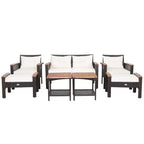 Set mobili da patio Costway 7 pezzi in rattan con divano, poltrona a due posti e tavolo imbottiti