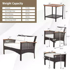 Set mobili da patio Costway 7 pezzi in rattan con divano, poltrona a due posti e tavolo imbottiti