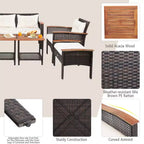 Set mobili da patio Costway 7 pezzi in rattan con divano, poltrona a due posti e tavolo imbottiti