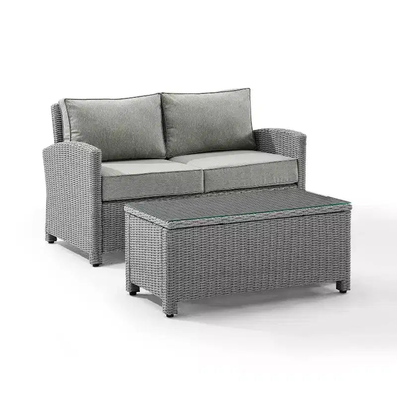 Set divano e tavolino da caffè in vimini da esterno Bradenton - Crosley