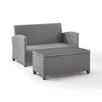 Set divano e tavolino da caffè in vimini da esterno Bradenton - Crosley