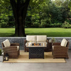 Ensemble de mobilier de patio d'extérieur Crosley Bradenton 5 pièces en acier avec foyer