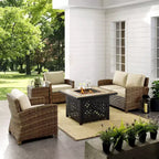 Ensemble de mobilier de patio d'extérieur Crosley Bradenton 5 pièces en acier avec foyer