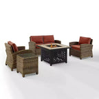 Ensemble de mobilier de patio d'extérieur Crosley Bradenton 5 pièces en acier avec foyer