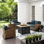 Ensemble de mobilier de patio d'extérieur Crosley Bradenton 5 pièces en acier avec foyer
