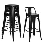 Costway Set di 4 Sgabelli da Bar in Metallo 76 cm, Altezza Bar, Industriali con Schienale Basso in Acciaio