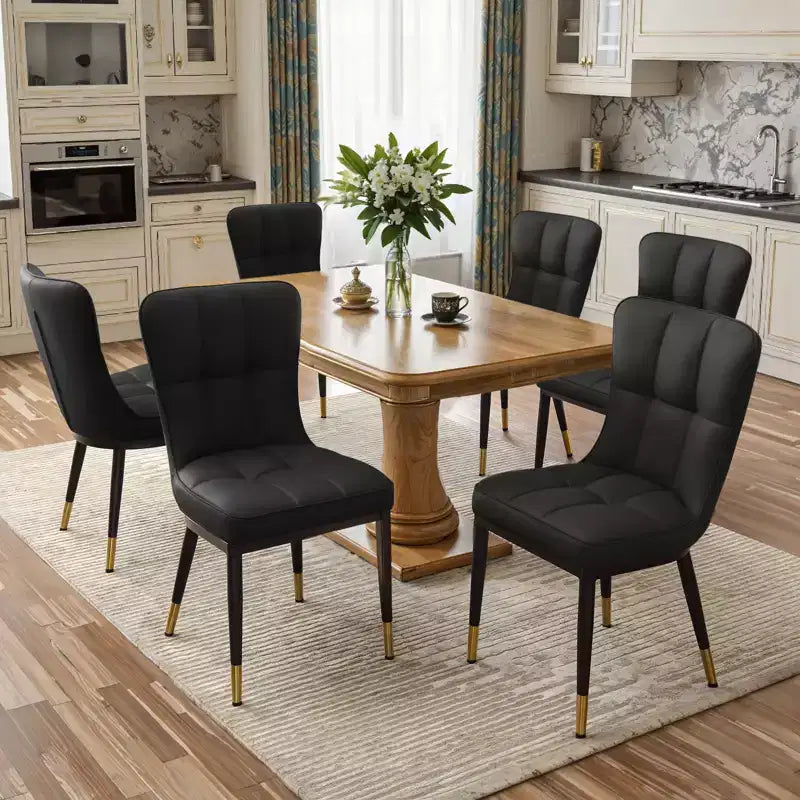 Bekrvio Sedie da Sala da Pranzo Set da 6, Moderne Imbottite in Ecopelle con Schienale Alto, Gambe in Metallo, Sedie da Cucina Senza Braccioli per Soggiorno Sala da Pranzo