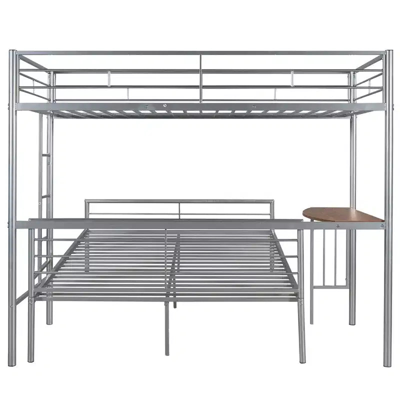 Lit superposé en métal une place sur deux places avec bureau, lit mezzanine une place avec lit inférieur double séparé pour enfants