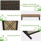 Set di mobili da giardino in rattan Costway 8 pezzi, sedie imbottite, tavolo in legno con ripiano