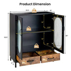 Costway Armoire de Cuisine Autoportante, Buffet avec 2 Portes en Verre et Tiroirs
