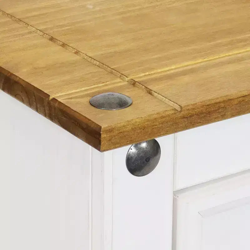 Buffet de cuisine Sunnydaze avec 2 tiroirs et 2 portes - Construction en pin massif - Blanc