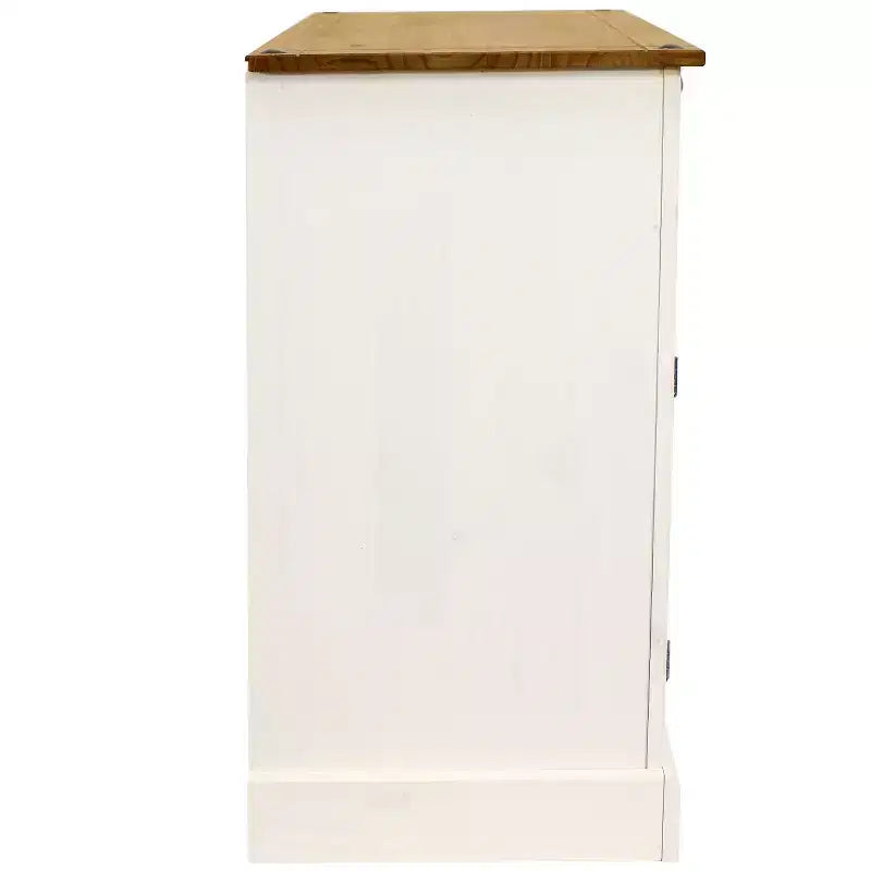 Buffet de cuisine Sunnydaze avec 2 tiroirs et 2 portes - Construction en pin massif - Blanc