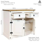 Buffet de cuisine Sunnydaze avec 2 tiroirs et 2 portes - Construction en pin massif - Blanc