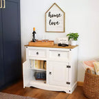 Buffet de cuisine Sunnydaze avec 2 tiroirs et 2 portes - Construction en pin massif - Blanc
