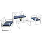 Costway Set di Mobili da Giardino 4 Pezzi con 2 Divani a 2 Posti e Poltrone, Cuscini, Braccioli, per Esterno e Balcone
