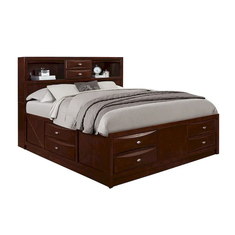 Letto Matrimoniale in Legno Massello Espresso con Otto Cassetti