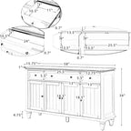 Rick buffet traditionnel de 147 cm de large à 3 tiroirs avec pieds en bois massif | KARAT HOME