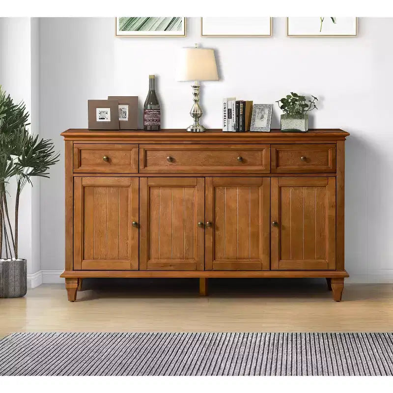 Rick buffet traditionnel de 147 cm de large à 3 tiroirs avec pieds en bois massif | KARAT HOME