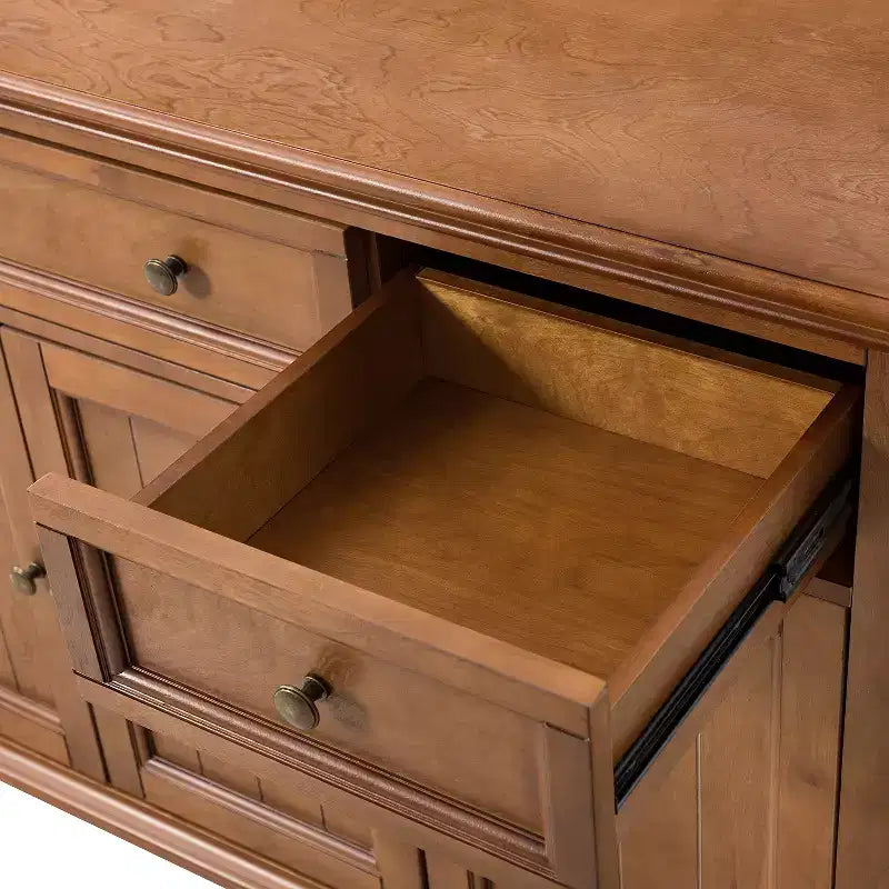 Rick buffet traditionnel de 147 cm de large à 3 tiroirs avec pieds en bois massif | KARAT HOME