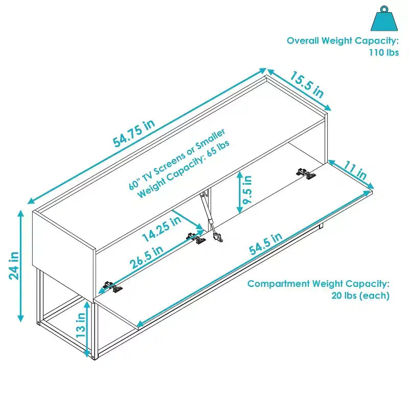 Table buffet/bahut Sunnydaze de style industriel pour l'intérieur - MDF avec cadre en acier thermolaqué - Marron