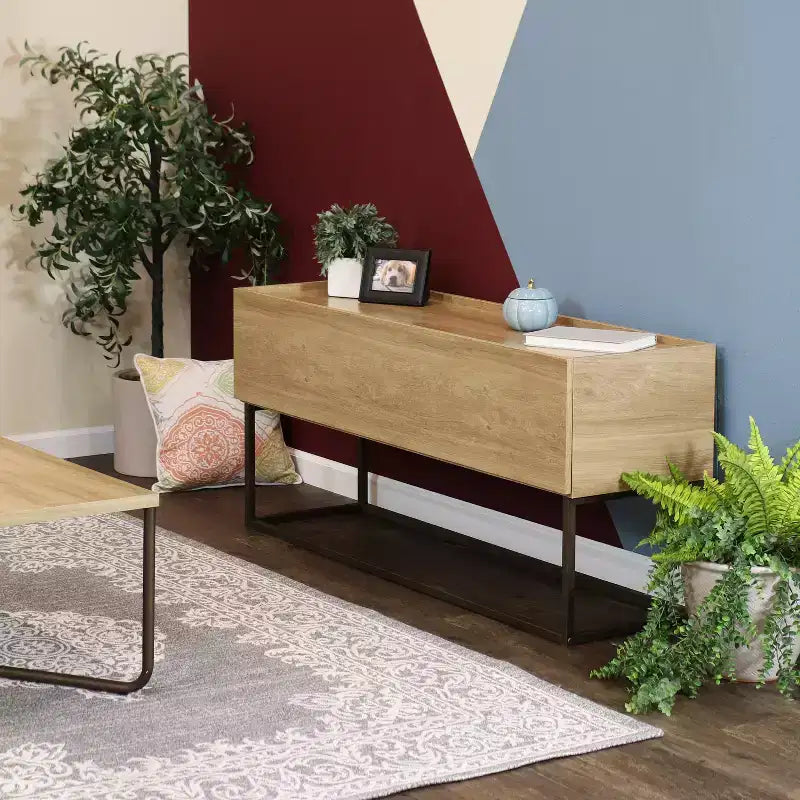 Table buffet/bahut Sunnydaze de style industriel pour l'intérieur - MDF avec cadre en acier thermolaqué - Marron