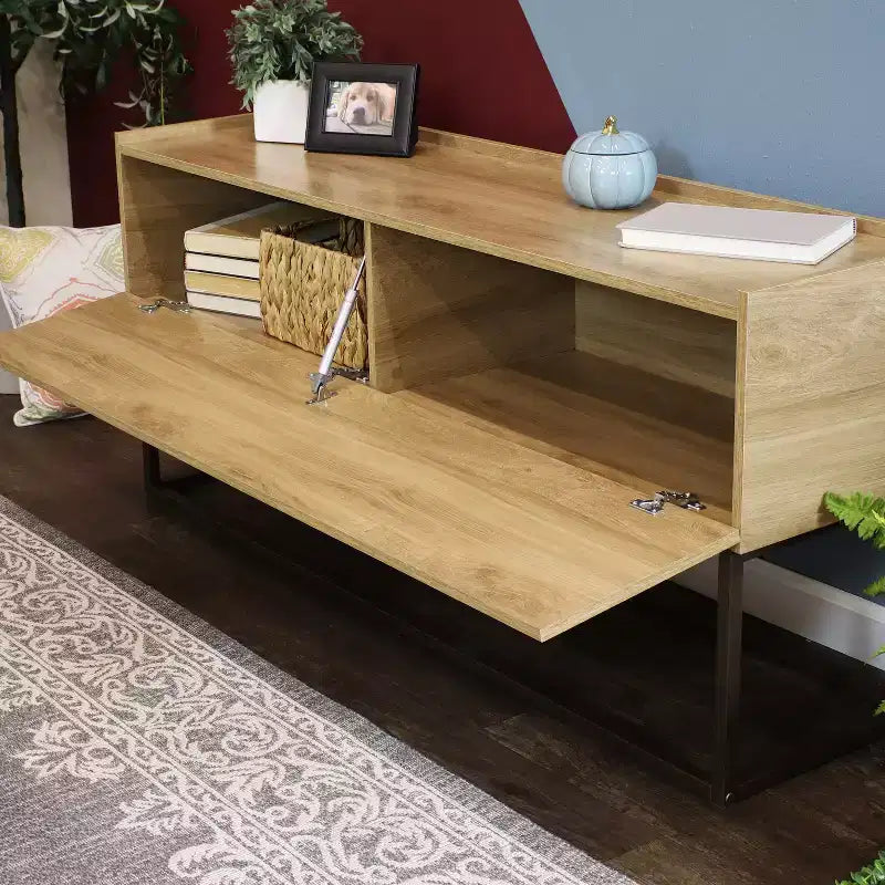 Table buffet/bahut Sunnydaze de style industriel pour l'intérieur - MDF avec cadre en acier thermolaqué - Marron