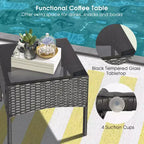 Costway Set Mobili da Giardino 8 Pezzi in Rattan Divani Pouf Tavolo Imbottiti Combinazione Libera
