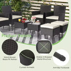 Costway Set Mobili da Giardino 8 Pezzi in Rattan Divani Pouf Tavolo Imbottiti Combinazione Libera