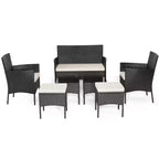 Costway Ensemble de Meubles de Patio 7 pièces en Rotin Canapé Table Ottomane en Métal Coussiné Extérieur Piscine