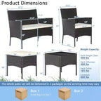 Costway Ensemble de Meubles de Patio 7 pièces en Rotin Canapé Table Ottomane en Métal Coussiné Extérieur Piscine
