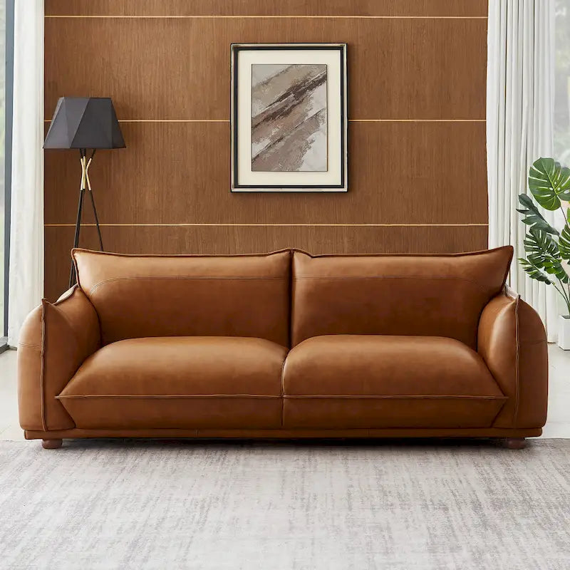 Divano in vera pelle di lusso Manar Mid-Century Modern