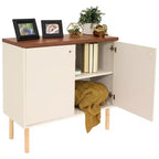 Sunnydaze Buffet d'appoint d'intérieur Mid-Century Modern à 2 portes avec étagères