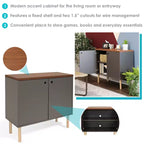 Sunnydaze Buffet d'appoint d'intérieur Mid-Century Modern à 2 portes avec étagères