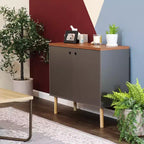 Sunnydaze Buffet d'appoint d'intérieur Mid-Century Modern à 2 portes avec étagères