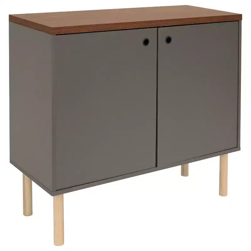 Sunnydaze Buffet d'appoint d'intérieur Mid-Century Modern à 2 portes avec étagères