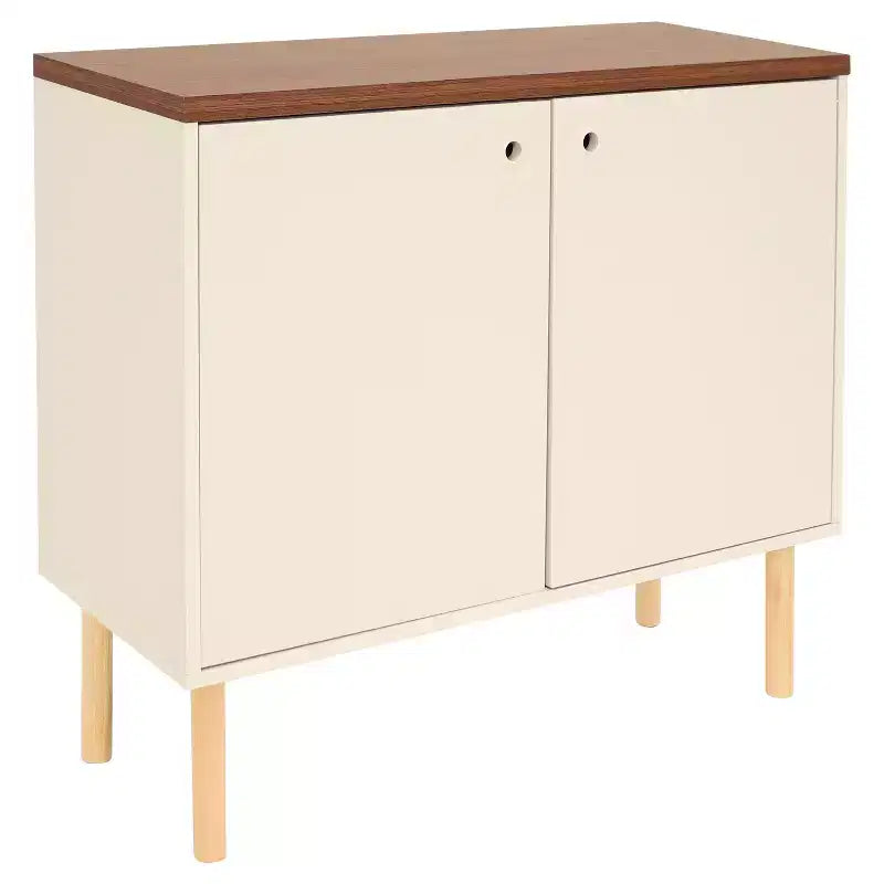 Sunnydaze Indoor Mid-Century Modern 2-Door Accent Buffet Cabinet with Shelves