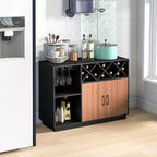 Mobile Bar Industriale Credenza Buffet Costway con Portabicchieri e Ripiano Regolabile