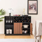 Mobile Bar Industriale Credenza Buffet Costway con Portabicchieri e Ripiano Regolabile